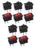 10PCS For Mini Rocker Switch 2 Pin ON OFF SPST Black Red for Cars Household Use