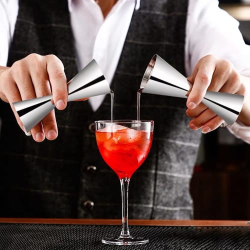 WOMLEX Measuring Cup, 30/45ml, Graduated, Cocktail Measure, Jigger Cup, Whiskey, Cocktail Measuring Cup, Double Head, One-Piece Stainless Steel (Silve