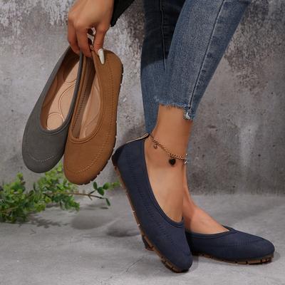 Damers slip-on platta skor, Casual loafers med mjuk sula, Andningsbara slitstarka höstskor i stora storlekar