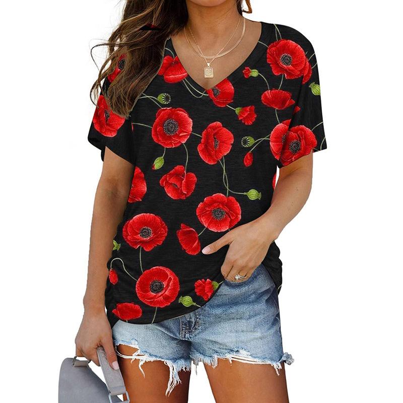 

Short Sleeved Polka Dot T-shirt Sunflower Y2K Harajuku 3D T-shirt Women s Top New Polka T-shirt S