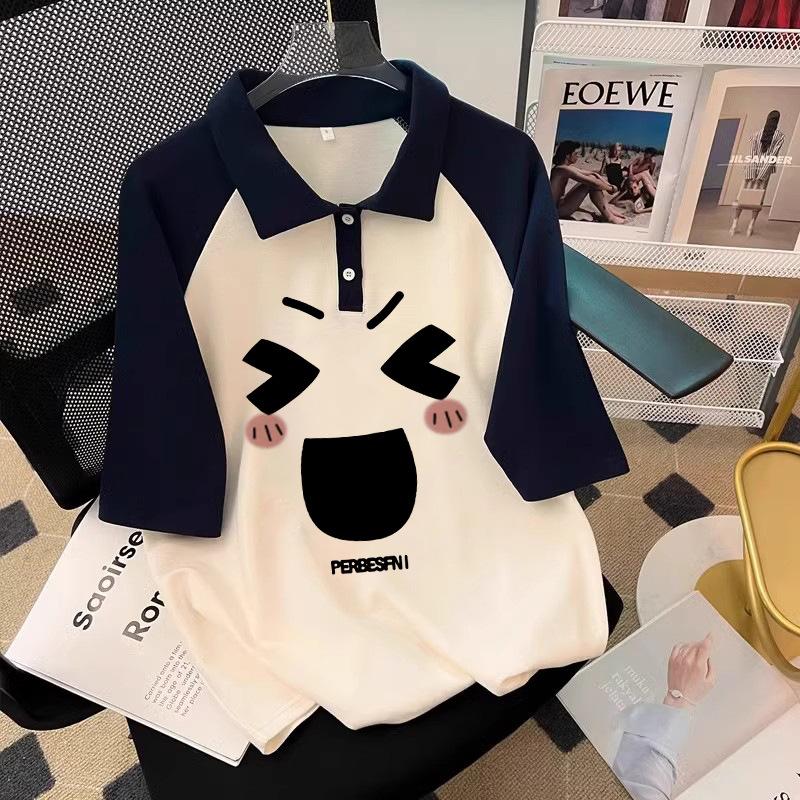 Girls Summer Cotton Polo Shirt Fashionable Short Sleeve T-Shirt For Middle And Big Kids Student Casual Top