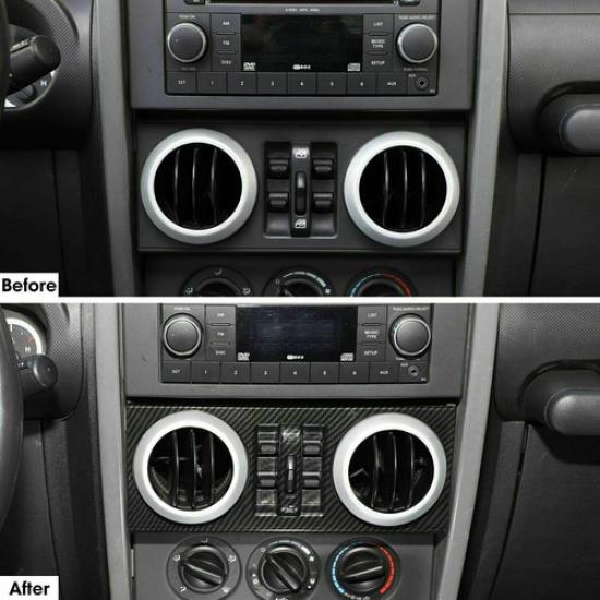 Carbon Fiber Dashboard Center Window Switch Panel Trim For Jeep Wrangler JK 07+