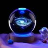 Umgebungslicht Saturn 3D Kugel Lampe Sonnensystem Kristallkugel mit Mehrfarbiger LED Lichtbasis Stimmungslicht Geschenke Geburtstag