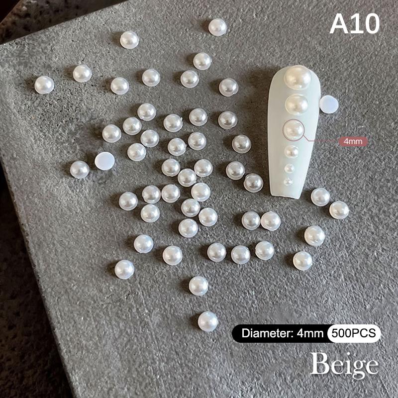 1 Bag Half Round Pearl Nail Charms White Pearls 3D Caviar Beads Manicure Supplies Flatback Pearl Decoration