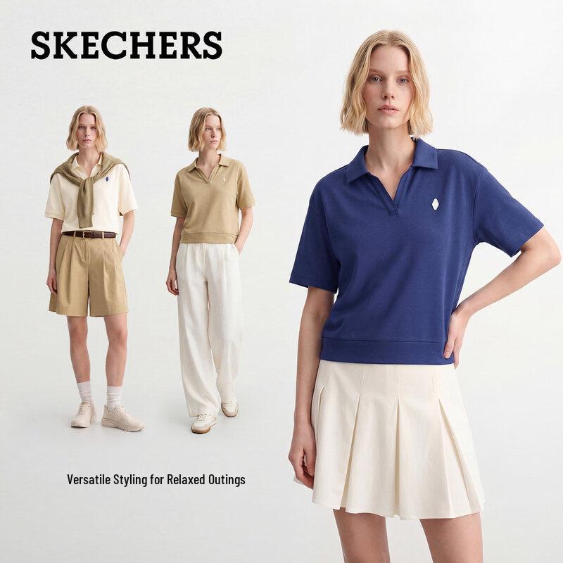 Skechers Klassisches Damen-Strick-Poloshirt mit kurzen Ärmeln L226W064