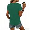 Womens  Casual  Tops Lace V Neck Short Sleeve T Shirts