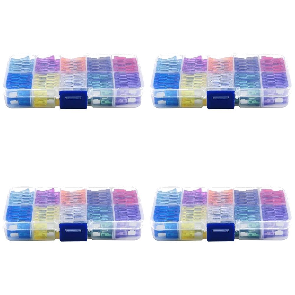 100-500 szt. Zestaw bezpieczników samochodowych Asortyment bezpieczników samochodowych Bezpieczniki typu płaskiego Zestaw asortymentowy z pudełkiem 2A 3A 5A 7,5A 10A 15A 20A 25A 30A 35A 10 typów