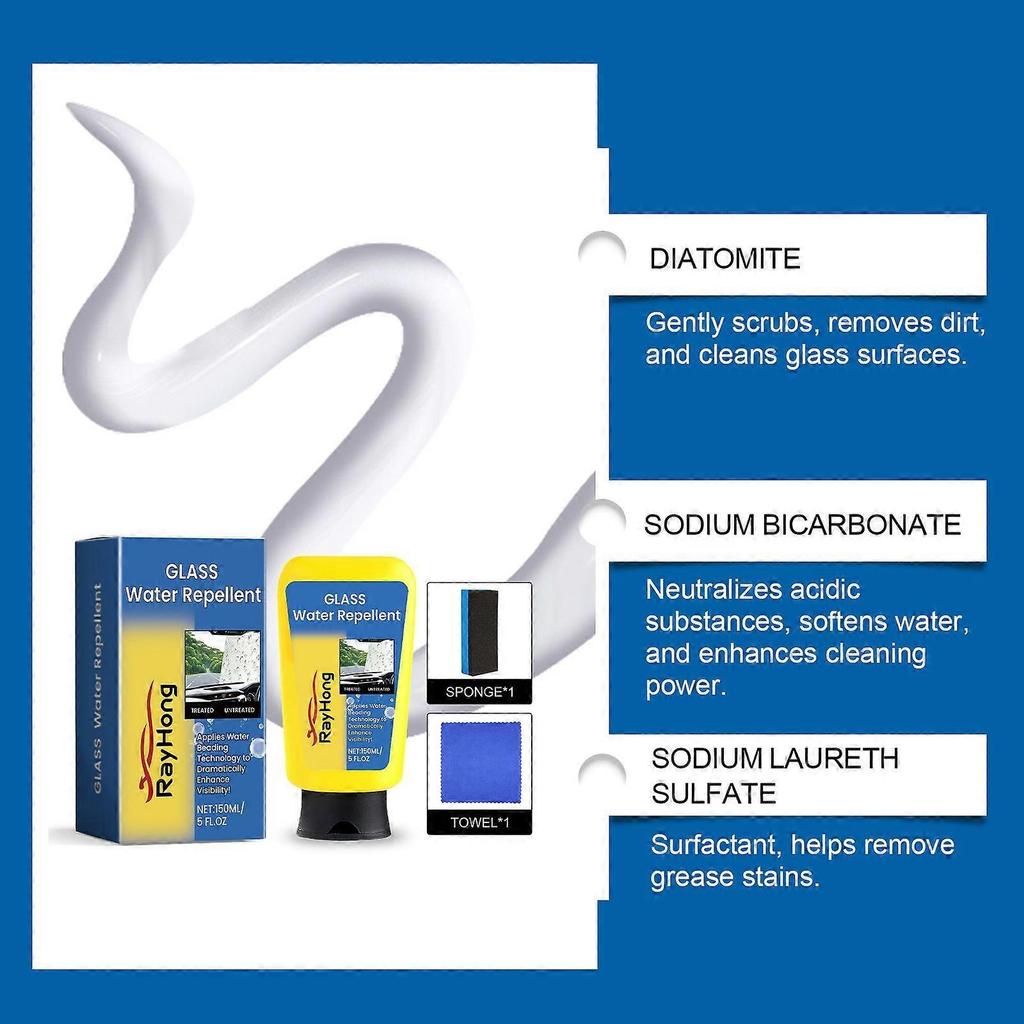 Rayhong Car Glass Oil Film Cleaner - Car Window And Windshield Cleaner, Anti-Rain And Anti-Fog Glass Cleaner For Vehicles