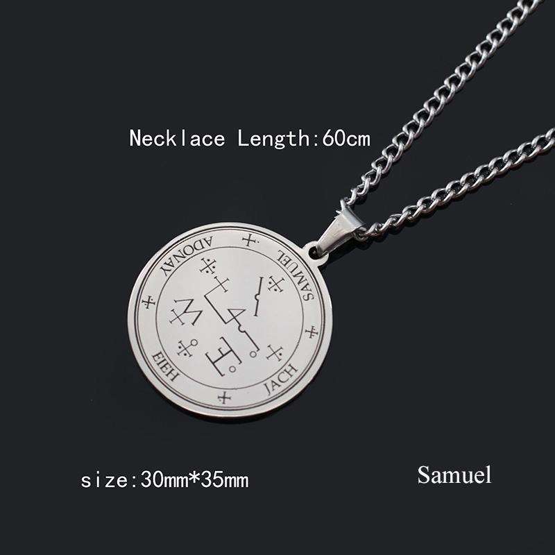 Nerezová ocel 7 Archandělů Amulet Přívěsek Náhrdelníky pro Muže Ženy Vintage Runový Vyvolávací Kouzelný Kruh Pečeť Štítek Krční Řetízek Šperky