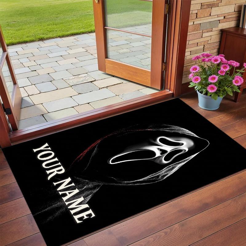 Crystal Velvet Rug Custom Name Text, Soft Non Slip Floor Mat Home DecorScream Ghostface
