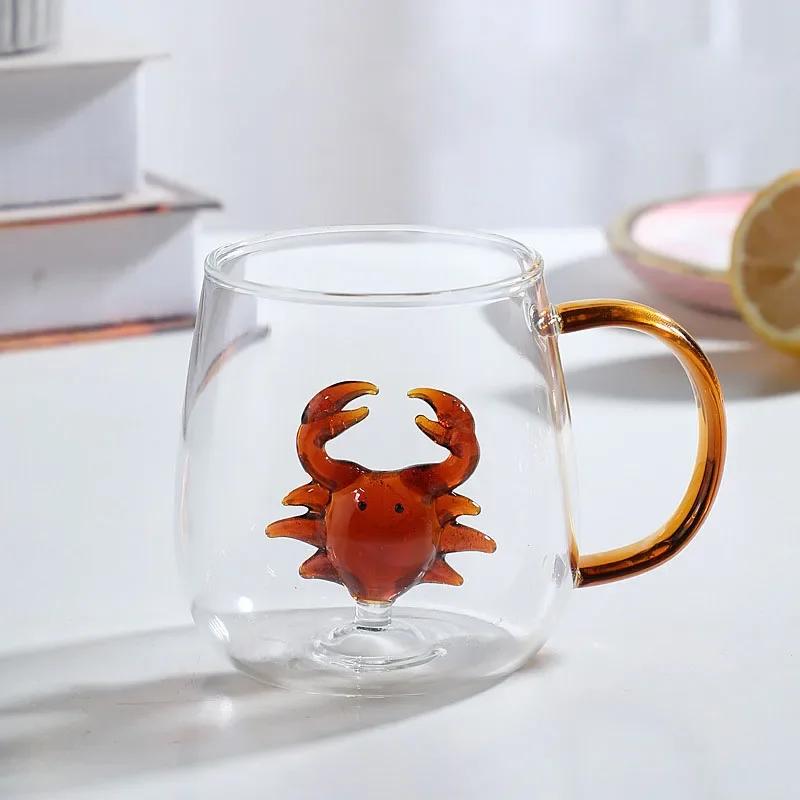 FATUBE Creative High Borosilicate glass Cup Three-Dimensional Animal/Plant Shape Single Layer Coffee Milk Cute Transparent cup