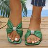 Summer Slippers for Women Flip Flops Flats 2026 New Pleated Korean Slippers Women Sandals Green Slip On Shoes Big Size 35-42