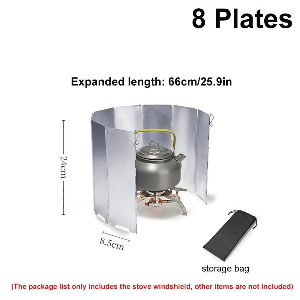 

8/10Plates Stove windscreen Ultralight Foldable Gas Stove Windshield Outdoor Camping Cooking Burner Windproof Screen Wind Shield