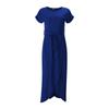 Women's Short Sleeve Wrap Maxi Dress Round Neck Tie Waist Asymmetrical Casual Long Dress