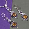 Citrine Set Jewelry Women Pendant  Earring Gemstone Earrings Gems Green