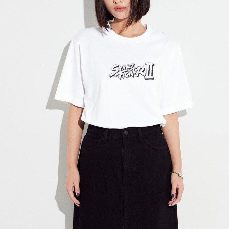Uniqlo Street Fighter Collaboration SS24 Hand-Drawn Pattern Printed Crew Neck Short Sleeve T-Shirt Unisex Tops White 470741-00