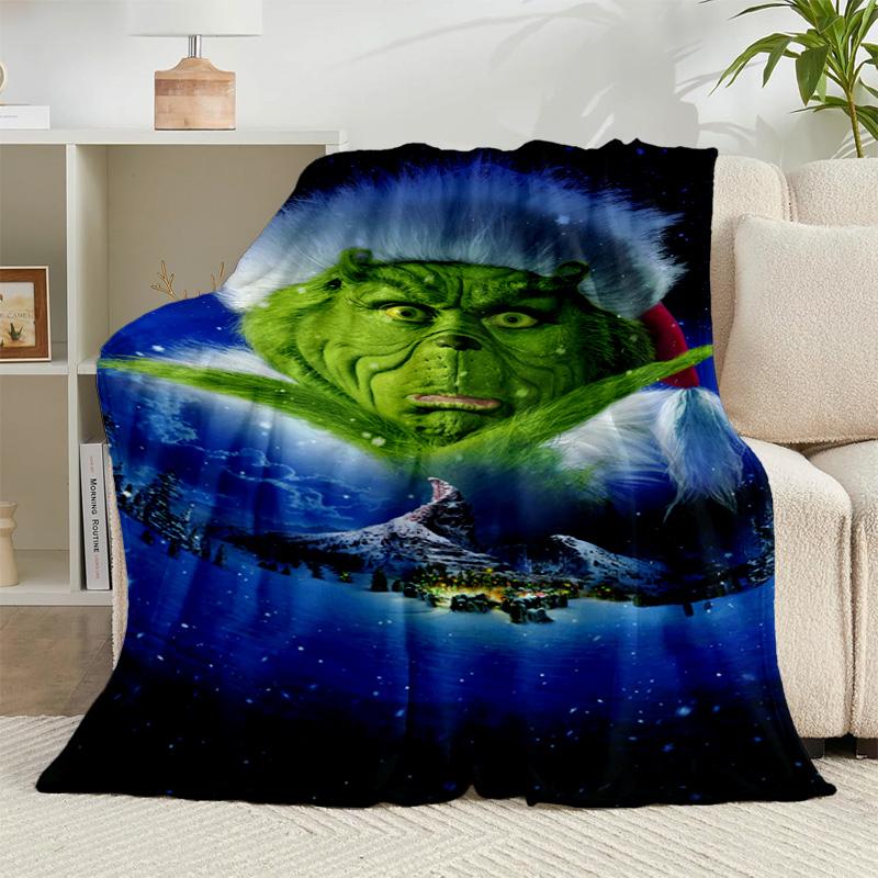 1PC Green monster Christmas Spirit Flannel Blanket Gift, Suitable for Both Men And Women, Soft Ideal for Beds And Sofa, Birthday Or Christmas Gift