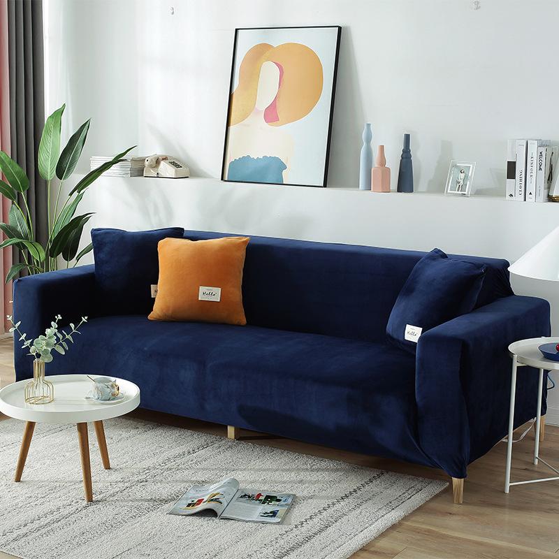 Solid Color Thickened Sofa Cover All Purpose Cover Fabric Full Cover  Plush Simple Modern Sofa Cushion for All Seasons