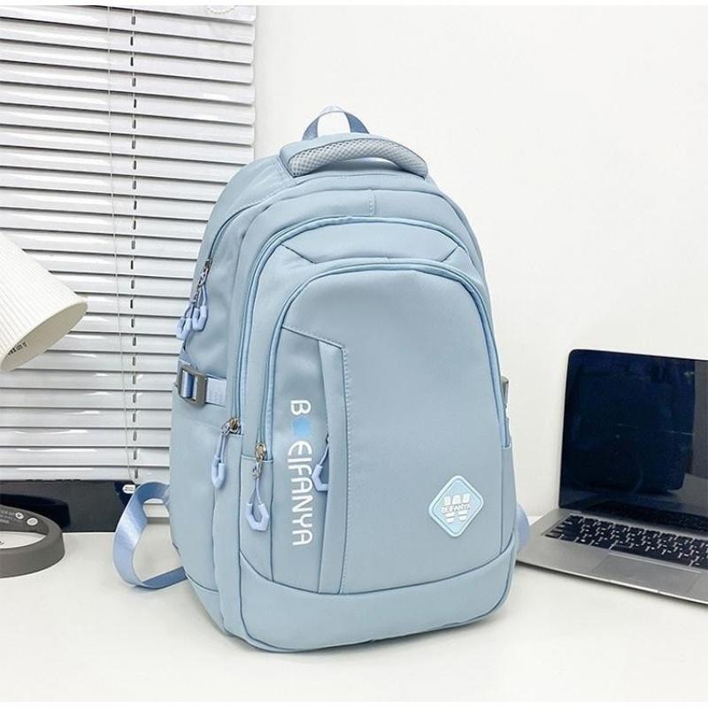 Nylon Backpack Casual And Versatile Stylish Letter-Print Student Schoolbag Large Capacity Lightweight And Durable Double-Shoulder Bag