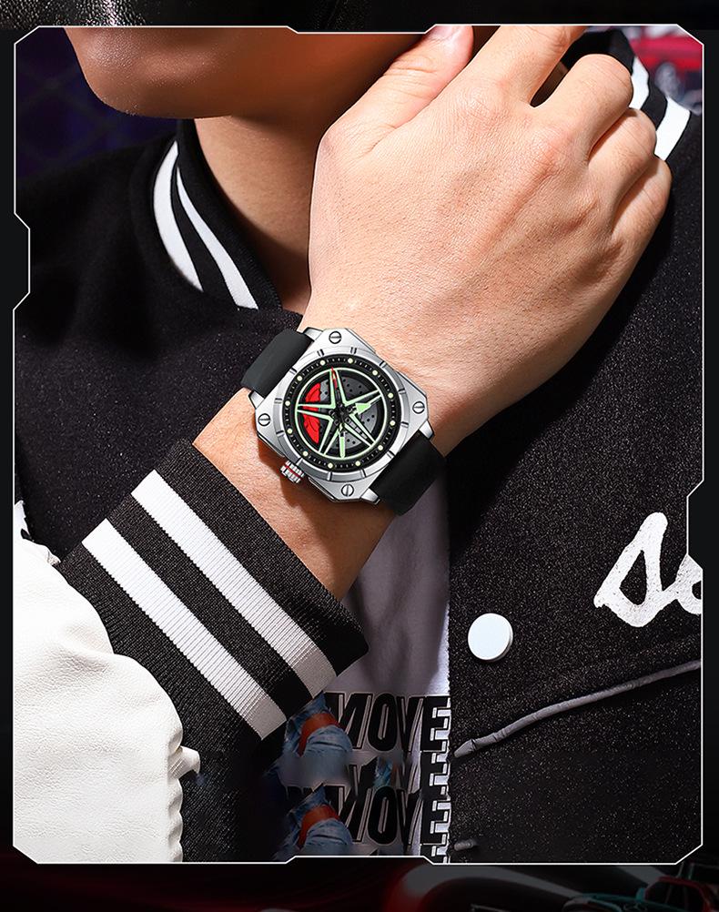 Fashionable Square Star Men's Silicone Waterproof Wristwatch