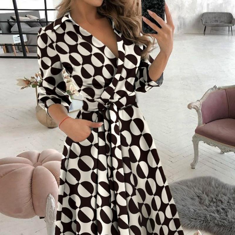 Women's V-Neck Floral Bodycon Dress Long Sleeve Elegant Figure-Hugging Evening Gown
