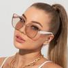 Oversized Cat Eye Sunglasses Women New Vintage Shades Brand Design Retro Big Sun Glasses Uv400 Fashion Rimless Eyewear Female