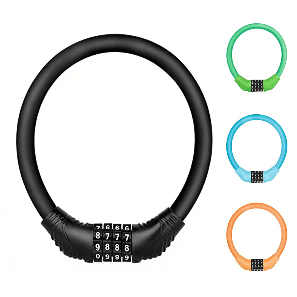 Bicycle Road Bike Cable Dial Black Lock, Lock, Lock, 4-Digit Lock, Portable, Anti-Theft,