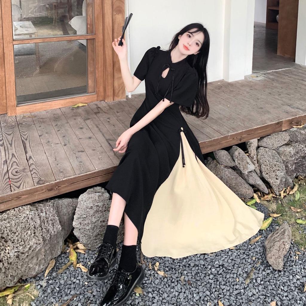 Ρούχο Καλοκαιρινό Μαύρο Μεγάλου Μεγέθους Γυναικείο Ρούχο Ρετρό Κινέζικου Στυλ