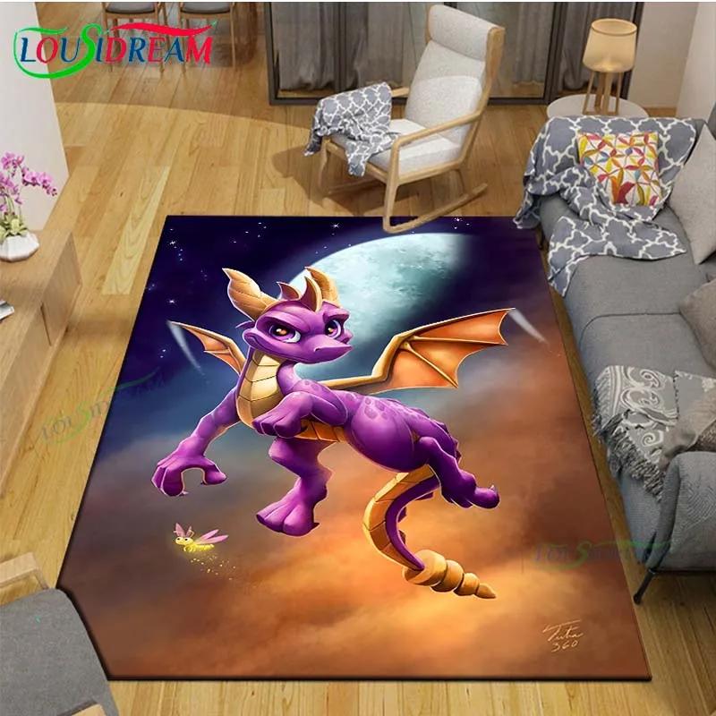 3D Klasické Hry S-Spyro Drak Tištěné Koberce Obývací Pokoj Protiskluzový Plošný Koberec Dětský Pokoj Rohožky Jóga Podložka Velký Koberec Dekor