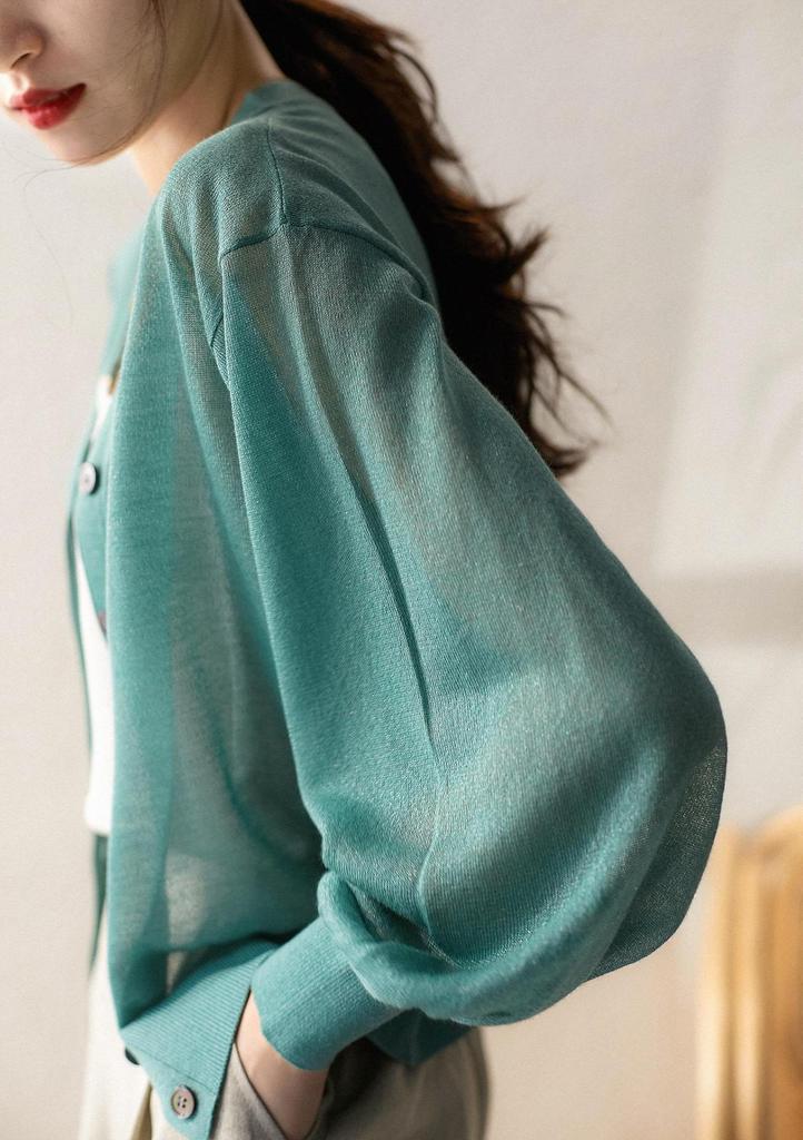 Women's Korean Style Ice Silk Knit Cardigan - Lightweight, Breathable, Sun Protection for Spring & Summer