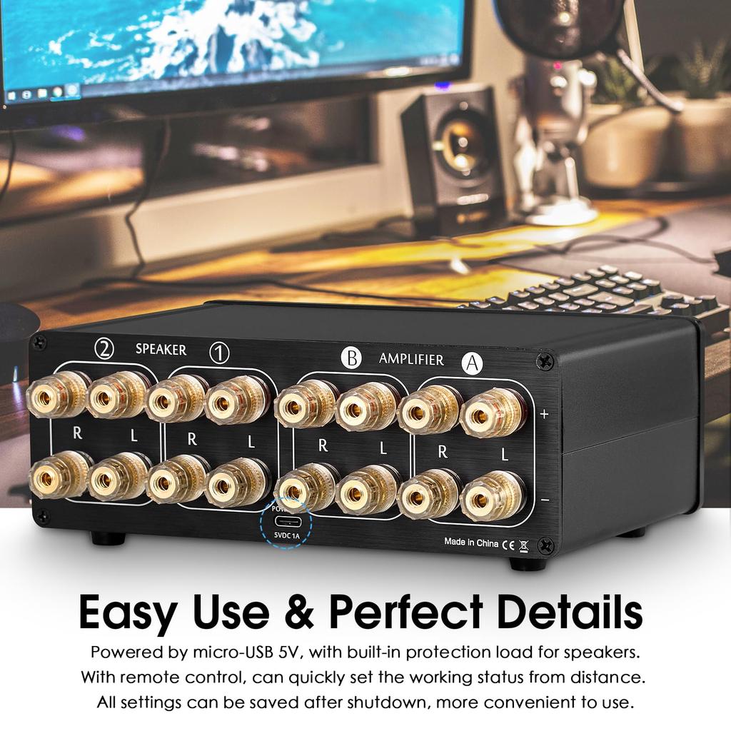 Douk Audio VU3 Dual Analog VU Meter, 2-Way Amp/Speaker Switch, DB Panel Display Audio Switcher Box