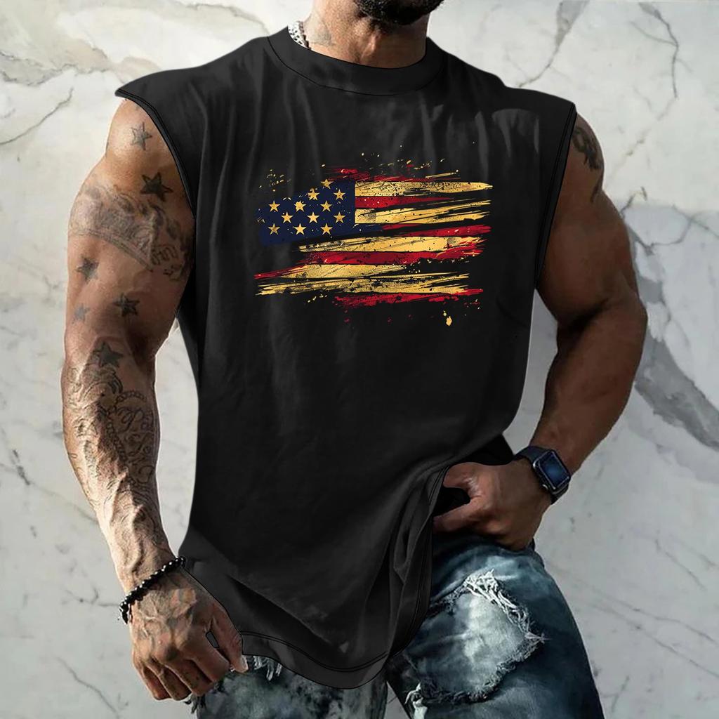 Men's Fitness Exercise Slimming Printed Waistcoat And Vest, Men's I-shaped Wide Shoulder And Back Center