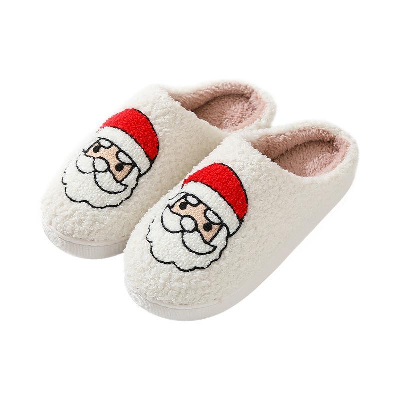 New Santa Claus Christmas Slippers Winter Home Indoor Non-slip Home Smiley Cotton Slippers Women