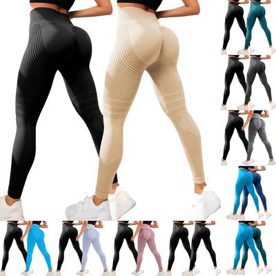 2 Peças Calças de Fitness Casuais Sem Costura para Mulheres com Ajuste Justo e Cintura Alta, Calças de Yoga Seach para o Quadril