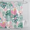 Bohemian Shower Curtain Tropical Jungle Wildlife Bathroom Set Modern Pink Aesthetic Parrot Floral Bathroom Curtain With Hooks