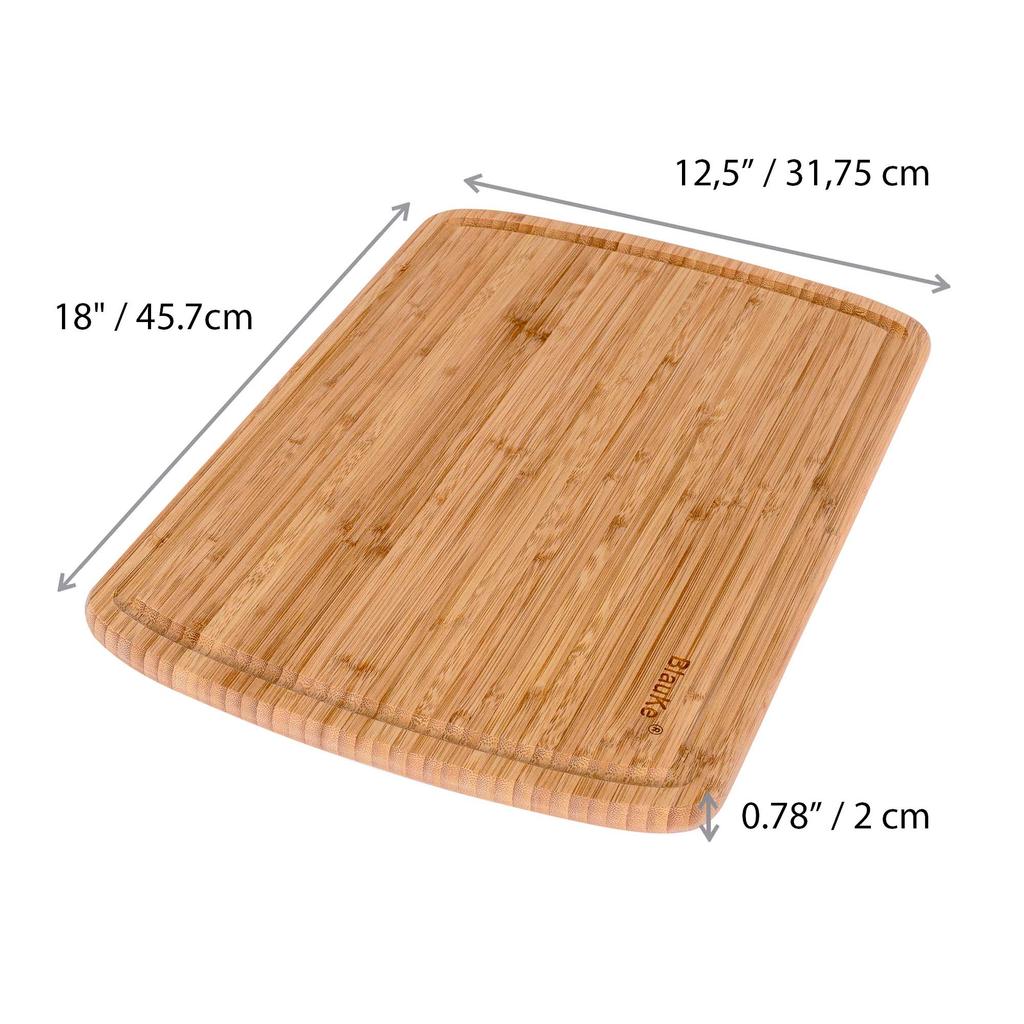 BlauKe® Wood Cutting Board for Kitchen – 45x31cm Extra Large Bamboo Cutting Board with Juice Groove – Wooden Chopping Board, Butcher Block