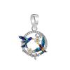 NEW Fine S925 Silver Pink Glass Flamingo Dangle Bead Pendat Fit Original  Bracelet Jewelry Shiny Colored Zircon Bird Charm