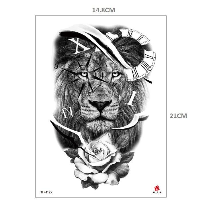 Tiger Tattoo Sticker Half Arm Lion Large Pattern Water Transfer Amazon Set