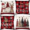 Christmas Theme Short Plush Pillow Cover Set Holiday Print Cushion Case for Living Room Sofa Home Decor 45x45cm