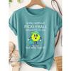 Women's Fun Pickleball Cartoon Pattern Printed Sports Short Sleeve Autumn and winter fashion round neck cute T Shirt Elegant Party Vintage Beautiful