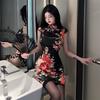 New Style Seductive Silk Inspired Qipao Lingerie Dress Comfortable Retro Standing Collar Short Flirtatious Tight Qipao Set
