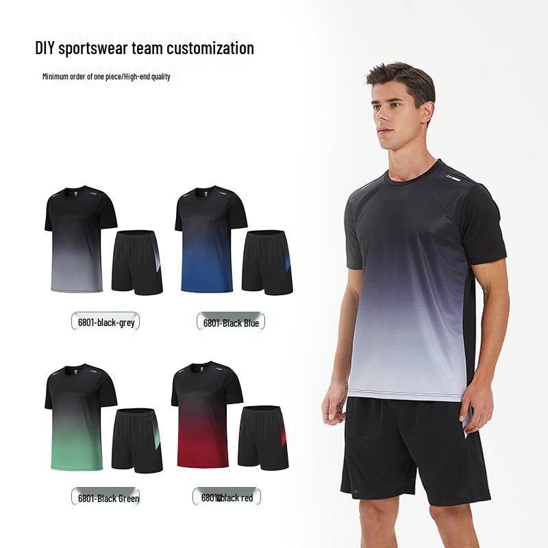 Men's Quick-Dry Short-Sleeve Sportswear Set for Summer Running and Fitness