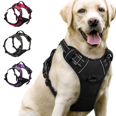 Dog Harness with 2 Leash Clips Adjustable Soft Padded Reflective Oxford Pet Vest with Easy Control Handle for Medium Large Dogs