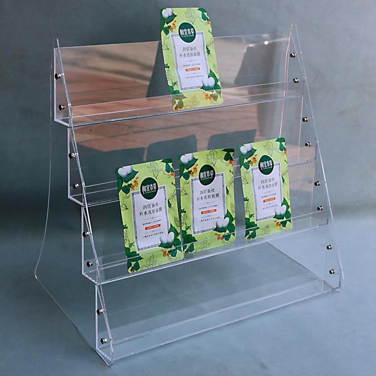 Clear Acrylic Display Stand Snack Shelf Mask Perfume Storage Rack Food Ladder Shelf Supermarket Cigarettes Book Magazines Holder