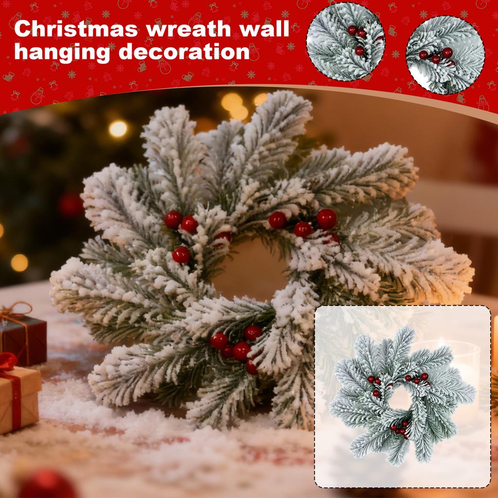 3D Christmas Home Decor, Red Berries 28cm Wisteria Wreath, Door/Wall Hanging