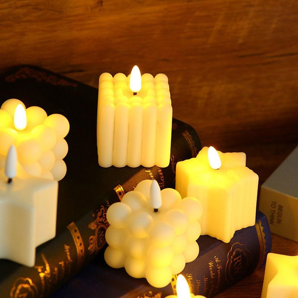 Warm Light LED Candle White Atmosphere Candle Light Creative Electronic Candle  Cafe