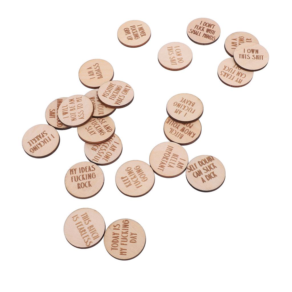 22 Stück Miniatur-Fluch-Affirmationsscheiben Lustige Einzigartige Miniatur-Süße Affirmation Holzdekoration für Familie Freunde Kollegen