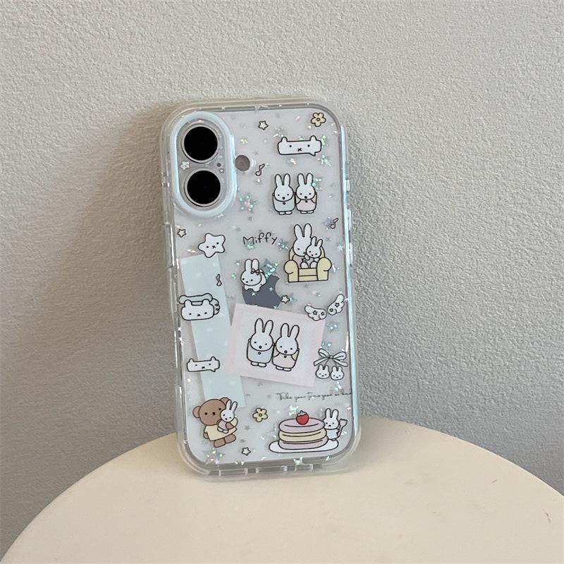 High-End Korean Glitter Star Rabbit Case for iPhone 17, 16 Pro Max & 15 Pro iPhone 17