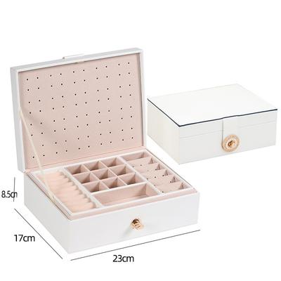 New Jewelry Box Leather Double-layer High-capacity Earrings Storage Box Ring Jewelry Hand Jewelry Box