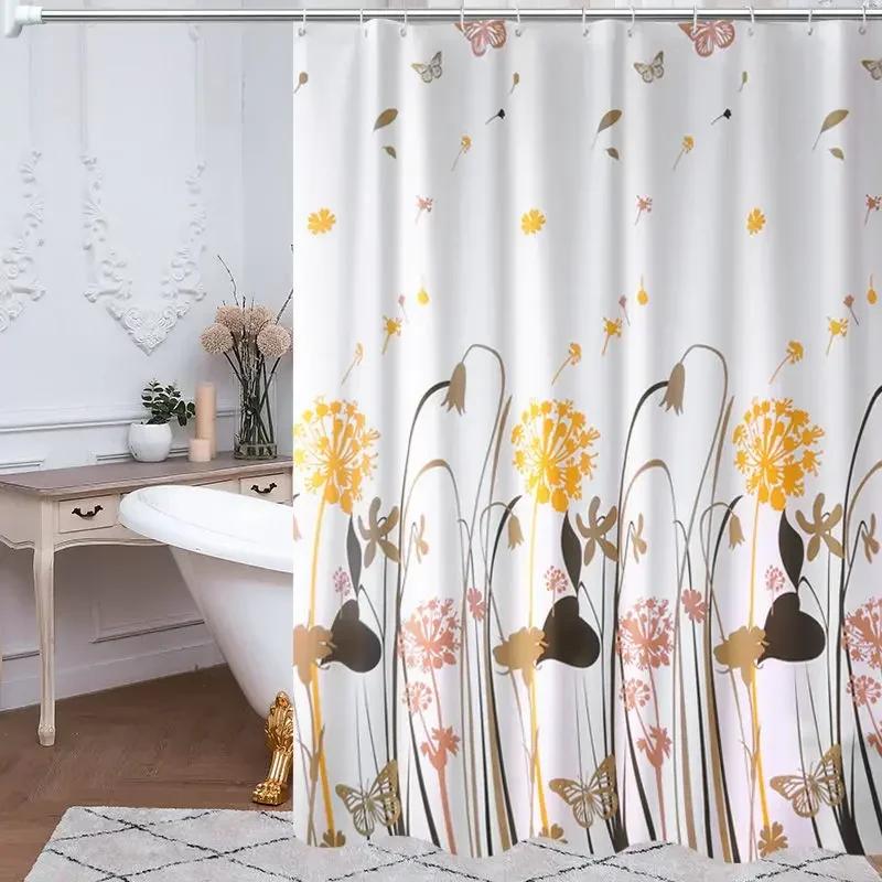 Shower Curtains PVC Leaves Modern Style Bathroom Curtain with Hooks Waterproof Simple Funny Shower Curtain Daily